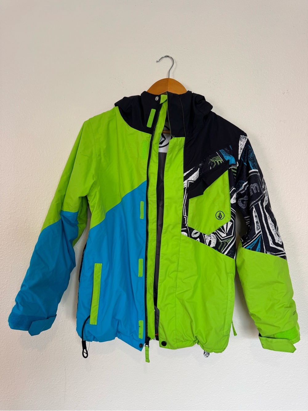 Volcom Kids Lime Green & Teal Colorblock Snow Jacket